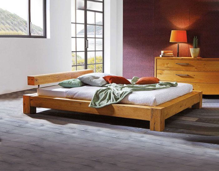 Bett Cobo; Naturholzbett Wildeiche|Naturholzbett Cobo aus massiver Wildeiche