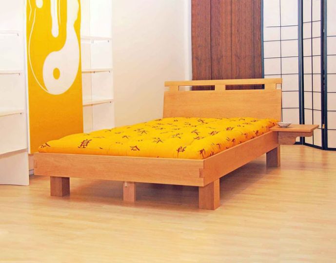 Bettrahmen Emoji; Buchenholz; mit Rückenlehne|Futonbett Emoji; Buchenholz; mit Rückenlehne